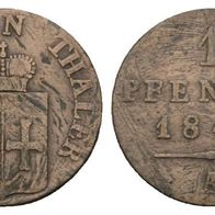 Altdeutschland Waldeck 1 Pfennig 1845, Georg Heinrich (1813-1845), schöne Erhaltung