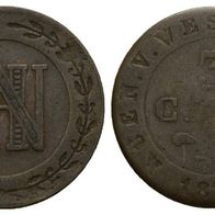 Altdeutschland Westpfahlen 3 centimes 1812 Hieonymus Napoleon schöne Erhaltung