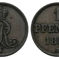 Altdeutschland Kleinmünze Hannover 1 Pfennig 1853 B schöne Erhaltung