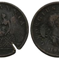 Grossbritannien England 1/2 Penny 1807 Georg III., 2 Gegenstempel s. Original-Scan