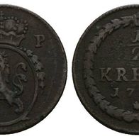 Altdeutschland Kleinmünze Silber 1/2 Kreuzer 1777, s. Scan