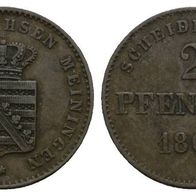 Altdeutschland Kleinmünze Sachsen-Meiningen 2 Pfennig 1867 s. Scan