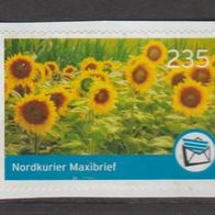 Privatpost Nordkurier, 235 ct., ungestempelt, gelaufen auf Papier, Motiv Sonnenblumen