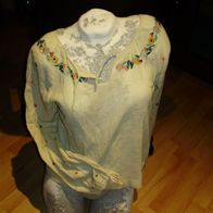 Bluse genäht und bestickt beige S passend