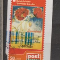 Privatpost postModern, 50 ct., gestempelt, gelaufen auf Papier, Motiv Sparkasse