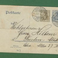 Deutsches Reich Ganzsache/ Postkarte gelaufen 1907 Stempel Dresden 14,2,1907