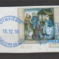 Privatpost postModern, 49 ct., gestempelt, gelaufen auf Papier, Motiv Weihnacht