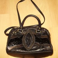 Leder Tasche schwarz gold -bronze klein