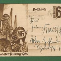 Deutsches Reich Ganzsache Postkarte 1934 Nationaler Feiertag 1. Mai P.251 gelaufen