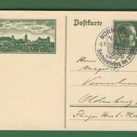 Deutsches Reich Ganzsache Postkarte 1938 Reichsparteirag P.272 gelaufen