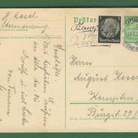 Deutsches Reich Ganzsache Postkarte 1937 München 13.6.1937 mit Zusatzstempel (62)