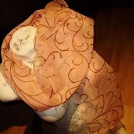 Schal zart und leicht rose braun Muster 36 x 150 NEU