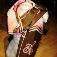 Schal wie Satin braun rose weiß 38x 180 NEU