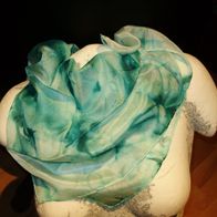 Seide Tuch grün Batik 53 x55 wie neu