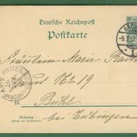 Deutsches Reich Ganzsache Postkarte Reichspost 1897 Aachen gelaufen 9.3.1897 (73)