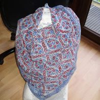Tuch blau Muster groß BW 106 x 106cm wie neu