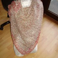 Tuch beige rot Muster groß BW 114 x 114cm wie neu