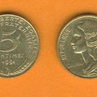 Frankreich 5 Centimes 1991
