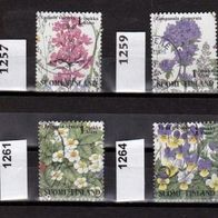 Fi022-Finnland - Mi. Nr. 1257 + 1259 + 1261 + 1264 Wiesenblumen o <