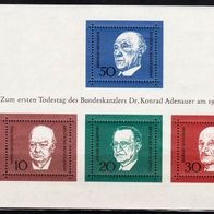 Bn079 Bundesrepublik - Mi. Nr.554-557 = Block4 -1. Todestag von Konrad Adenauer * * <