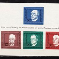 Bn080 Bundesrepublik - Mi. Nr.554-557 = Block4 -1. Todestag von Konrad Adenauer * * <