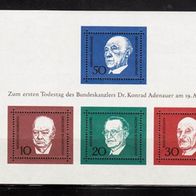 Bn081 Bundesrepublik - Mi. Nr.554-557 = Block4 -1. Todestag von Konrad Adenauer * * <