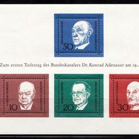 Bn083 Bundesrepublik - Mi. Nr.554-557 = Block4 -1. Todestag von Konrad Adenauer * * <