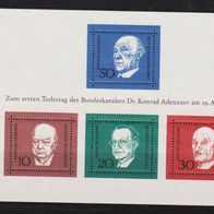 Bn085 Bundesrepublik - Mi. Nr.554-557=Block 4 - 1. Todestag von Konrad Adenauer * * <