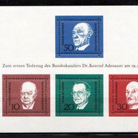 Bn086 Bundesrepublik - Mi. Nr.554-557=Block 4 - 1. Todestag von Konrad Adenauer * * <