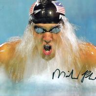 Schwimmen: Michael Phelps - orig. sign. Grossfoto