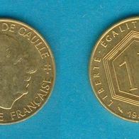 Frankreich 1 Franc 1988 vergoldet