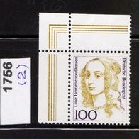 Bn161 - Bundesrepublik - Mi. Nr.1756 Frauen d. deutsch. Geschichte: von Oranien * * <