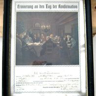 Urkunde zur Konfirmation 1913 - Erinnerung an den Tag der Konfirmation - gerahmt