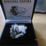 Andorra Wildlife 2013 Steinkauz coloriert, 1 oz 999 Silber, Zertifikat