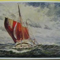 Wiechmann Bildkarte - Claus Wenskus: Besahn Ewer Platt vorm Wind - Postkarte