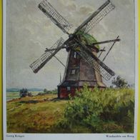 Wiechmann Bildkarte - Georg Krüger: Windmühle am Hang - Postkarte / ungebraucht