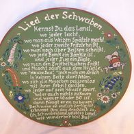 Studiokeramik Wandteller - " Lied der Schwaben ", D.- 35,5 cm * **