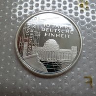 Deutschland 10 Mark, 2000 "F" PP, 10 Jahre Deutsche Einheit ##