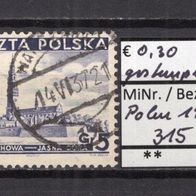 Polen 1937 Freimarken: Verschiedene Sehenswürdigkeiten MiNr. 315 gestempelt
