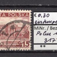 Polen 1937 Freimarken: Verschiedene Sehenswürdigkeiten MiNr. 317 gestempelt -1-