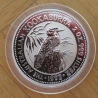 Kookaburra Münze 1993 / 2 Unzen Silber Australien