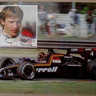 1984 original seba med Werbe AK F1 Pilot Stefan Bellof auf Tyrrell