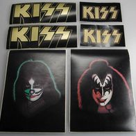 4 x KISS Aufkleber aus 1977 Simmons / Chris in Postkartengröße