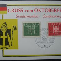 Ansichtskarte- Postkarte - Oktoberfest 1963 / München- Sonderstempel - MiNr. 406, 407