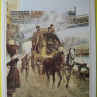AK - Postkutsche und Eisenbahn bei Koblenz, um 1865 - Gemälde - Postkarte