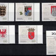 Bund 1182 Mi 1586 - 1591 postfrisch, Wappen der Länder