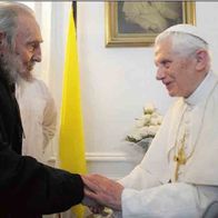 Papst Benedikt XVI. und Fidel Castro, Havanna, Foto + Gedenkmünze, Kuba