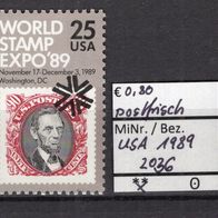 USA 1989 Internationale Briefmarkenausstellung MiNr. 2036 postfrisch