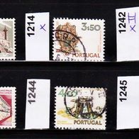 Por019-Portugal Mi. Nr. 1213x + 1214x + 1242-xII + 1242-yIII + 1244 + 1245 o <