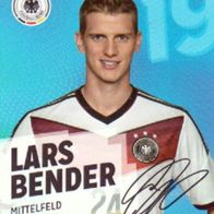 DFB Team Card Fußball WM 2014 Nr 19 Lars Bender mit Autogramm